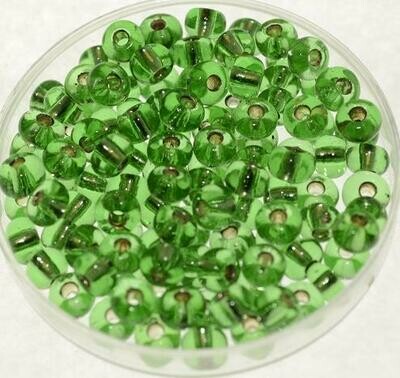 Rocailles grün 4,5mm mit silbereinzug /34g Rocailles grün 4,5mm mit silbereinzug /34g