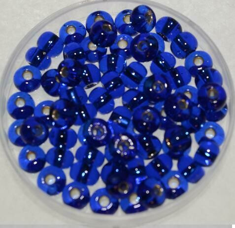 Rocailles blau mit Silbereinzug, 5mm / 30g