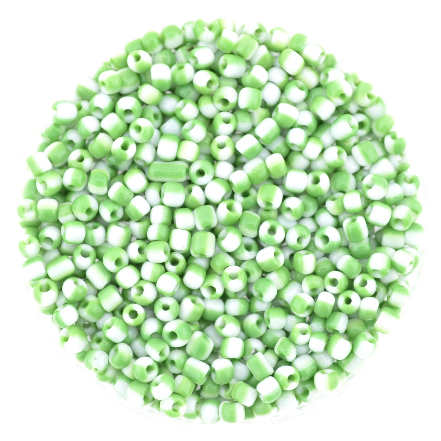 Rocailles grün mit Streifen 2,2mm / 30g