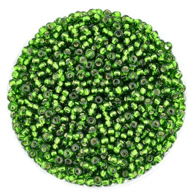 Rocailles grün silbereinzug mittelgrün 2mm/ 24g Rocailles grün silbereinzug mittelgrün 2mm/ 24g