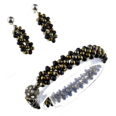 Schmuckherstellungs Set 40/ Perlenarmband + Ohrringe selber machen DIY Kit mit Perlen + Anleitung + Zubehör