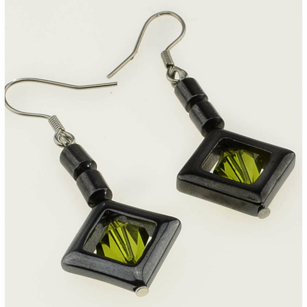 331. Ohrringe selber machen / Hämatit DIY Kit Perlen + Anleitung + Zubehör / olive