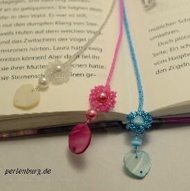 553. Bastelidee / Schmuck selber machen / 3 x Lesezeichen mit Perlmutt / Bastelset