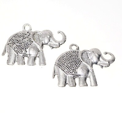 2x Anhänger Tibet silber / Elefant/ ca.30x40mm