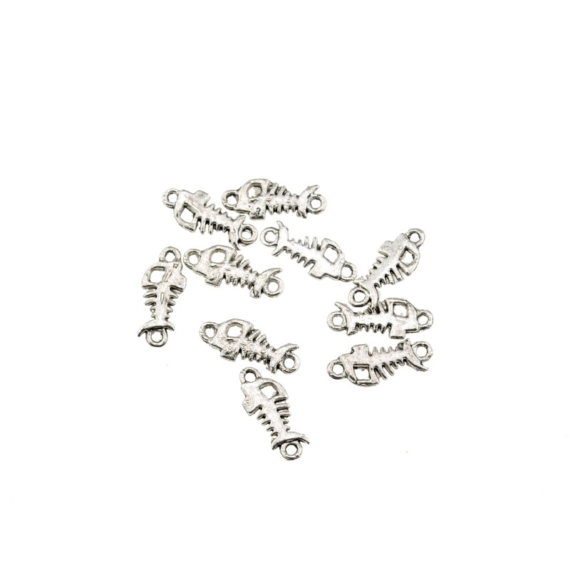 10x Anhänger Charms Metallanhänger  Fisch 6x12mm