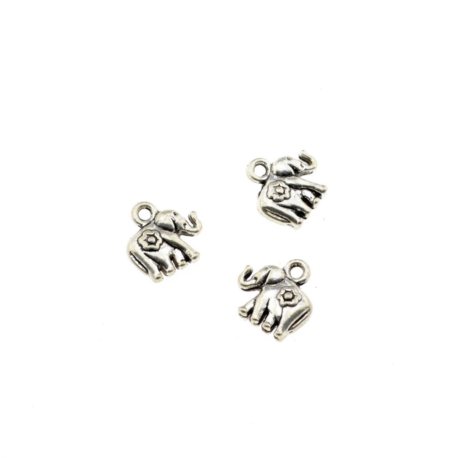 6x Anhänger Charms Metallanhänger  Elefant ca. 12x12mm
