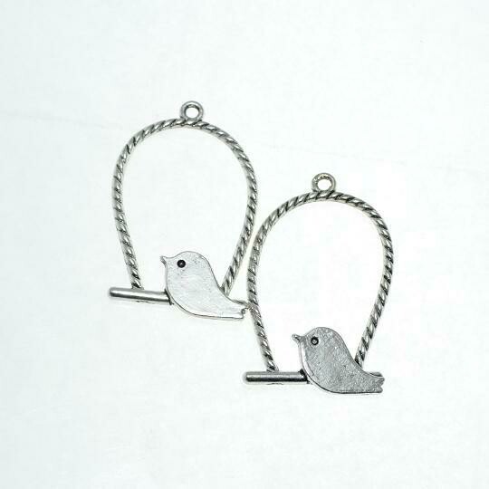 6x Anhänger Tibet silber / Vogel / ca.30x20mm