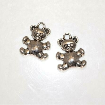10x Anhänger Bärchen 14x14mm