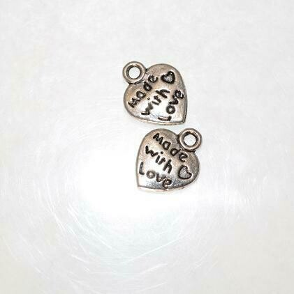 10x Metallanhänger Herz ca. 12x10mm