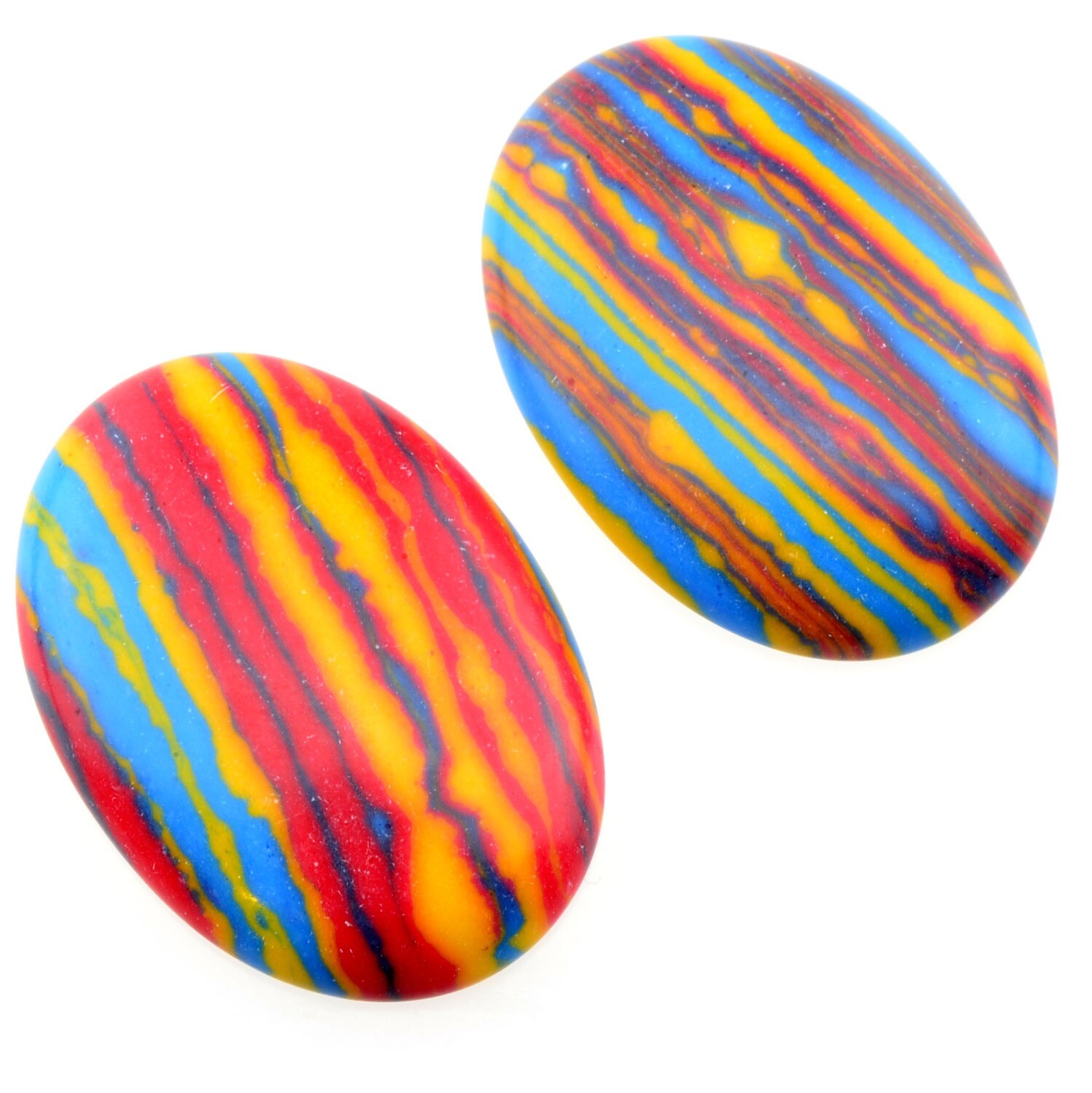 Glas Kabohon 18x25mm bunte Steifen / 2 Stück