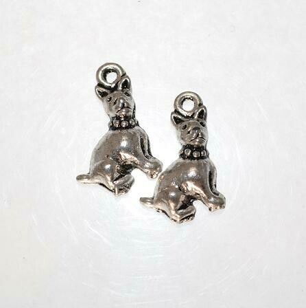 6x Anhänger Tibet silber 15mm  Hundchen