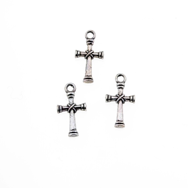 5x Metallanhänger Kreuz ca. 12x22mm