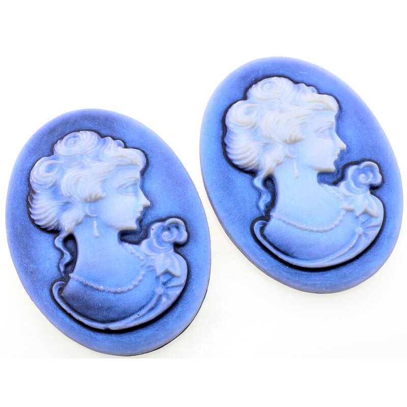 Cabochon Kamee mit Mädchen 30x40mm  / 2 Stück