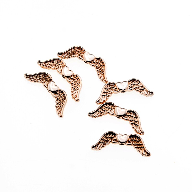 6x Anhänger Flügel goldfarben 6x20mm