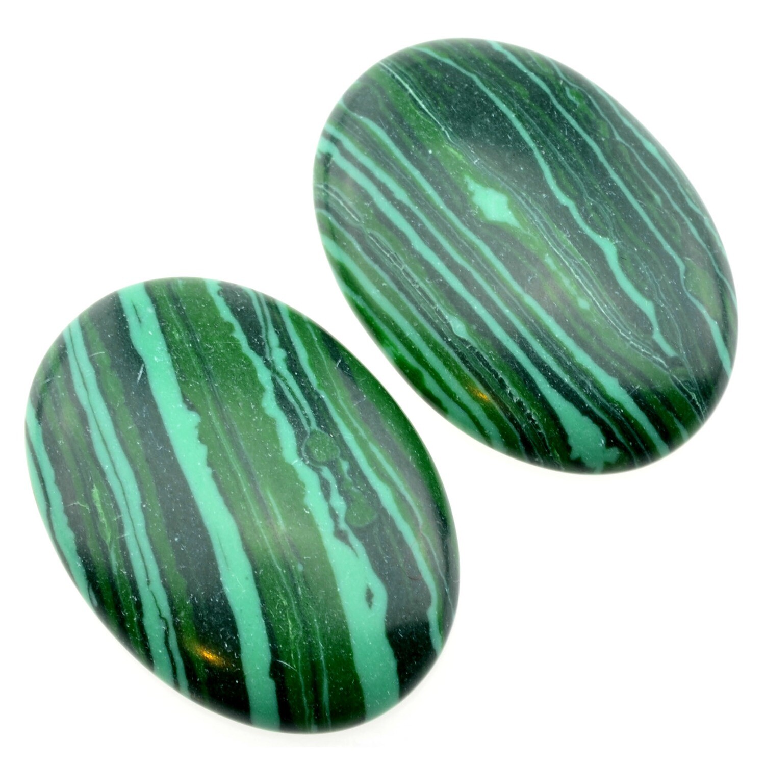 Glas Kabohon 18x25mm grüne Steifen / 2 Stück