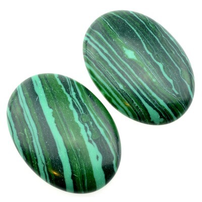 Glas Kabohon 18x25mm grüne Steifen / 2 Stück
