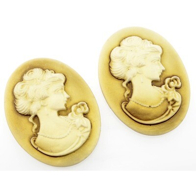 Cabochon Kamee mit Mädchen 30x40mm / 2 Stück