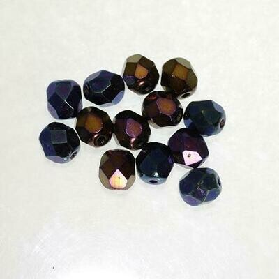 Glasschliffperlen 6mm Iris - Blau / 18 Stück