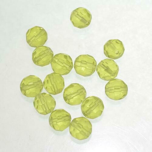 Glasschliffperlen 6mm peridot rund / 18 Stück