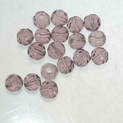 Glasschliffperlen 6mm lila rund / 18 Stück