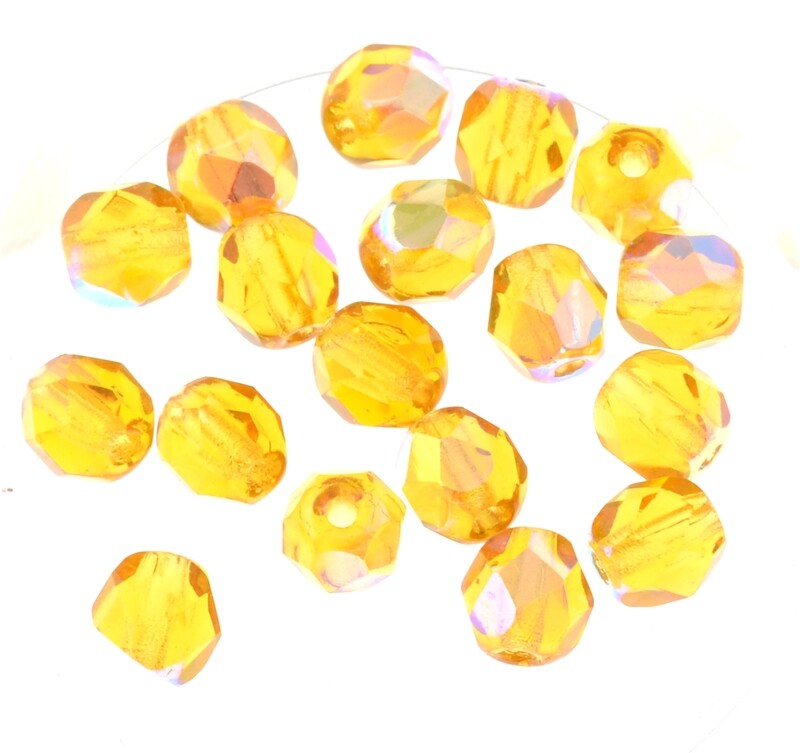 Glasschliffperlen 6mm Copper-Medium Topaz / 16 Stück