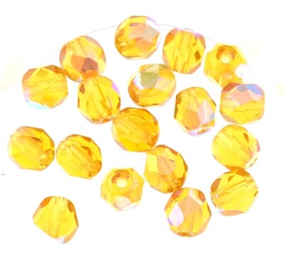 Glasschliffperlen 6mm Copper-Medium Topaz / 16 Stück