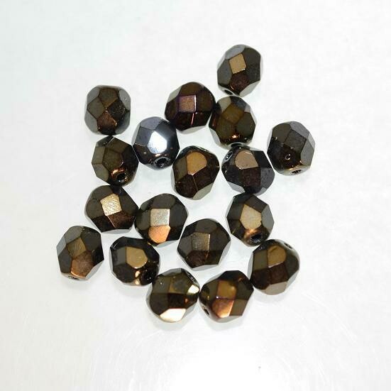 Glasschliffperlen 6mm Iris-Brown / 18 Stück