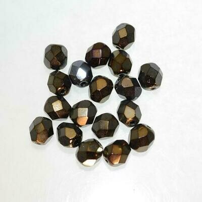 Glasschliffperlen 6mm Iris-Brown / 18 Stück