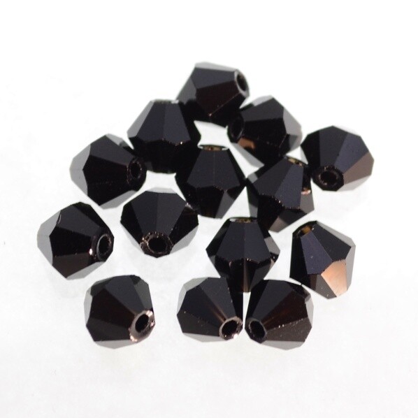 Glasperlen Bicone 6mm facettiert schwarz/ 14 Stück