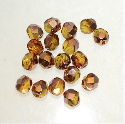 Glasschliffperlen 6mm Copper-Medium Topaz / 18 Stück