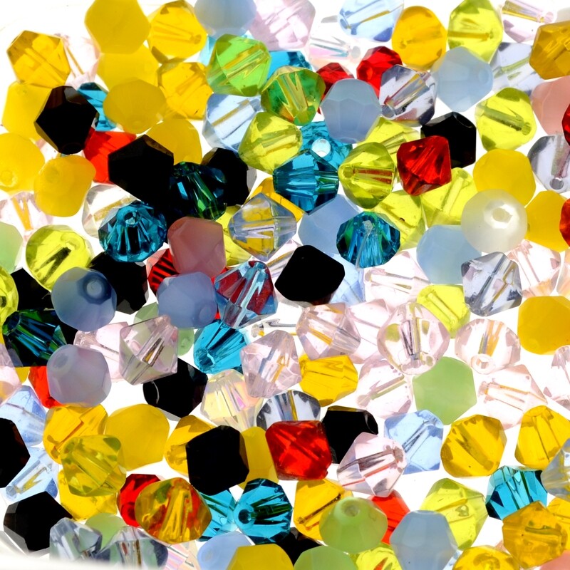 Feurpollierte Glasperlen Bicone 6mm bunt / 100 Stück
