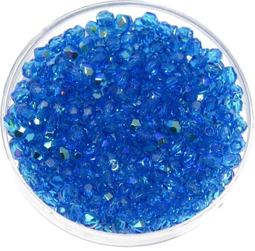 Feuerpolierte 3mm Perlen Dark Montana Blue / 40 Stück