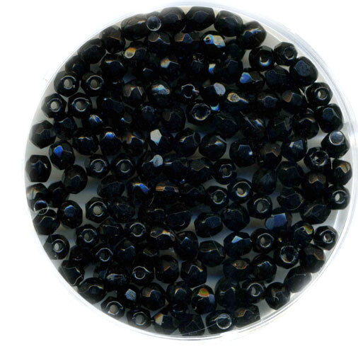 Glasperlen facettiert 3mm schwarz / 50 Stück