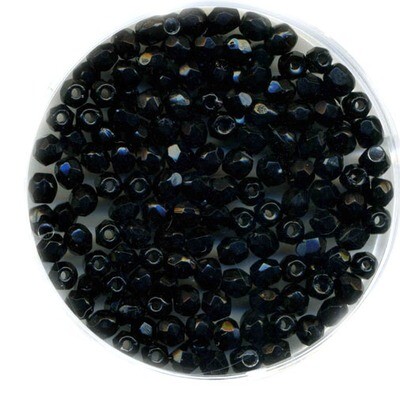 Glasperlen facettiert 3mm schwarz / 50 Stück
