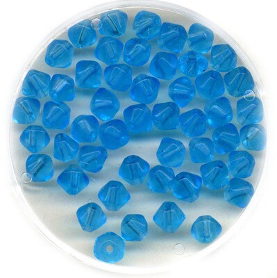 Glasschliffperlen – Blau matt-transparent, 4 mm (25 Stück) Matt-transparente Glasschliffperlen in Blau – 4 mm, 25 Stück