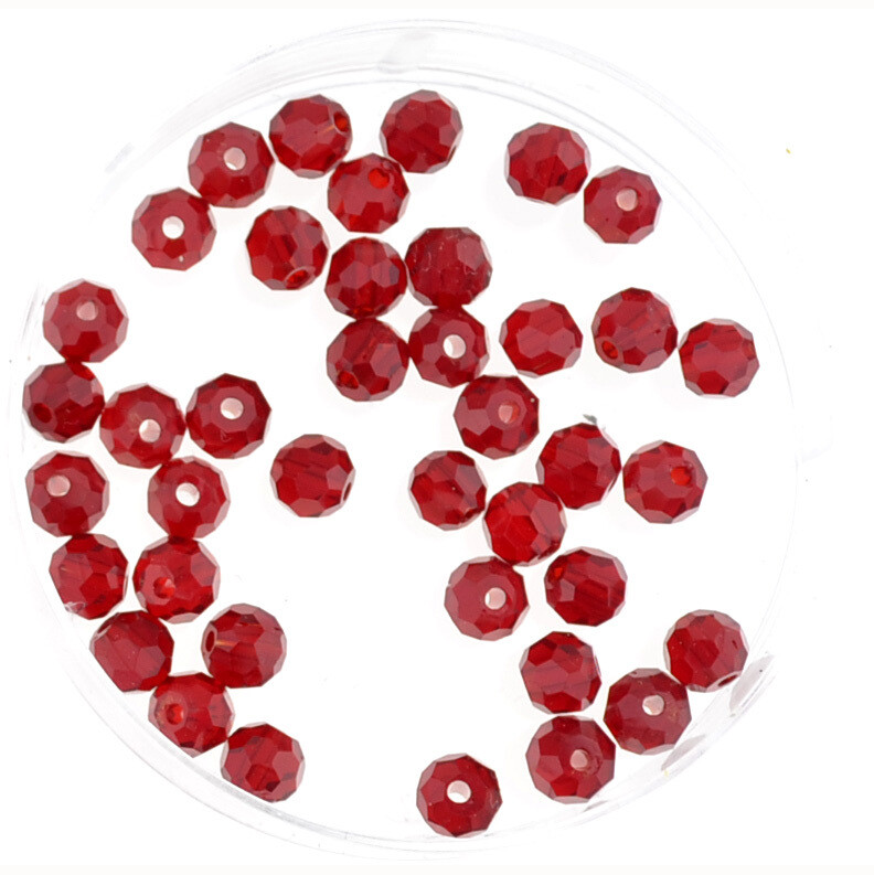 Feuerpolierte runde Kristallglasperlen 4 mm – 40 Stück | Tiefrot mit Facettenschliff – DIY Schmuckperlen zum Auffädeln Feuerpolierte runde Kristallglasperlen 4 mm in Tiefrot – 40 Stück, ideal für DIY-Schmuck & kreative Bastelprojekte