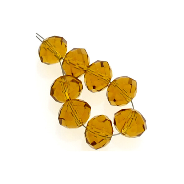 Rondelle facettiert 10 mm topaz / 8 Stück