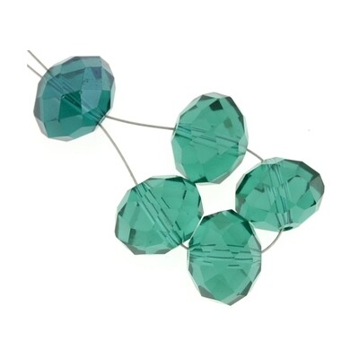Rondelle Facettierte 14x12mm grün transparent / 5 Stück