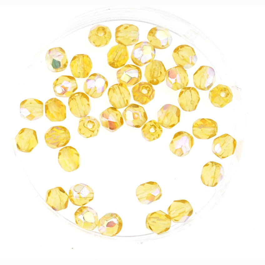 Feuerpollierte Glasperlen 4mm h.topaz / 40 Stück
