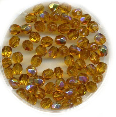 Glasschliffperlen 4mm h.topas iris / 40 Stück