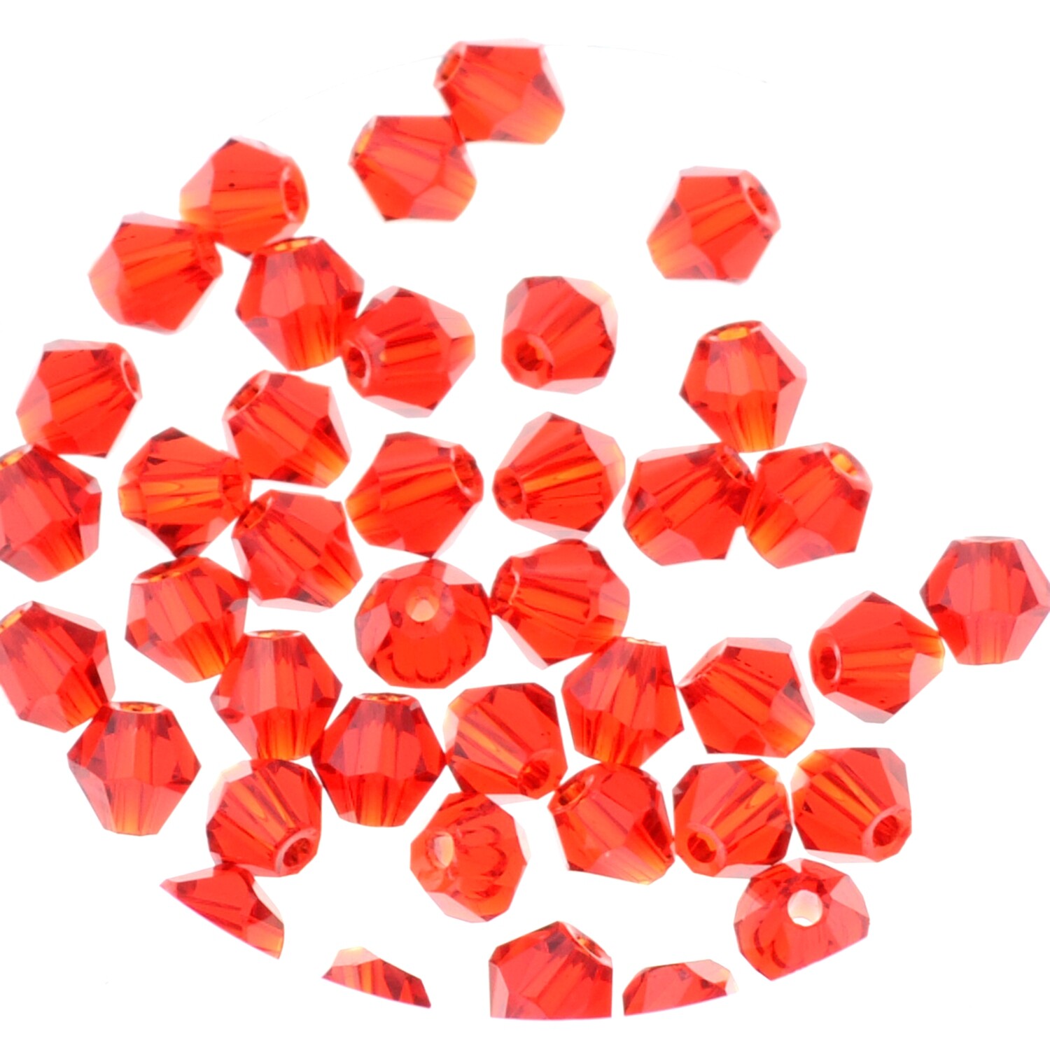 Leuchtend rote, feuerpolierte Bicone Glasperlen 4 mm – 40 Stück, ideal für DIY-Schmuck und kreative Designs