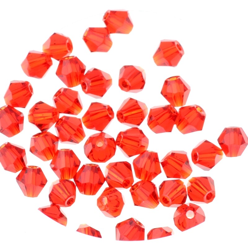 Feuerpolierte Bicone Glasperlen 4 mm – 40 Stück | Leuchtend Rot mit Facettenschliff – DIY Schmuckperlen zum Auffädeln Leuchtend rote, feuerpolierte Bicone Glasperlen 4 mm – 40 Stück, ideal für DIY-Schmuck und kreative Designs