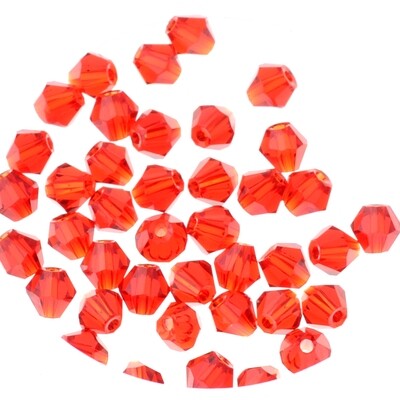 Feuerpolierte Bicone Glasperlen 4 mm – 40 Stück | Leuchtend Rot mit Facettenschliff – DIY Schmuckperlen zum Auffädeln Leuchtend rote, feuerpolierte Bicone Glasperlen 4 mm – 40 Stück, ideal für DIY-Schmuck und kreative Designs