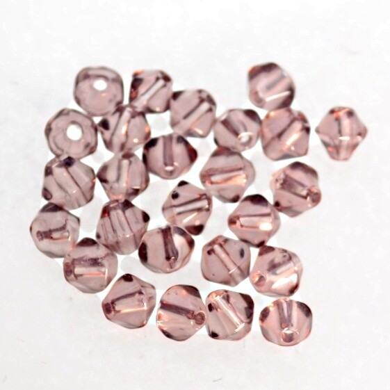 Facettierte Glasperlen Bicone – Lila, 4 mm (50 Stück) Facettierte lila Glasperlen im Bicone-Schliff – 4 mm, 50 Stück