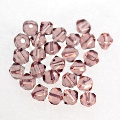 Facettierte Glasperlen Bicone – Lila, 4 mm (50 Stück) Facettierte lila Glasperlen im Bicone-Schliff – 4 mm, 50 Stück