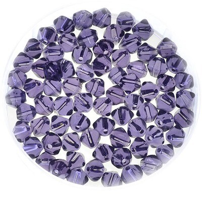 Bicone Glasperlen – Lila, 4 mm (40 Stück) Facettierte Bicone-Glasperlen in Lila – 4 mm, 40 Stück im Runddöschen