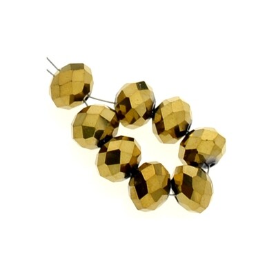Crystal Perlen gold 10x8mm/ 8 Stück