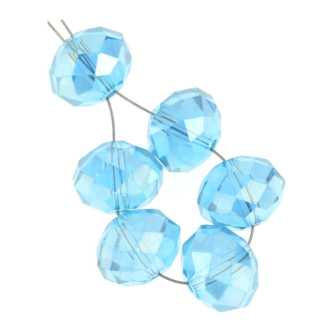 Rondelle Facettierte 12x10mm blau AB /6 Stück