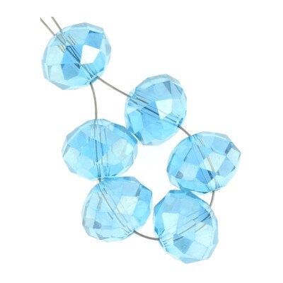 Rondelle Facettierte 12x10mm blau AB /6 Stück