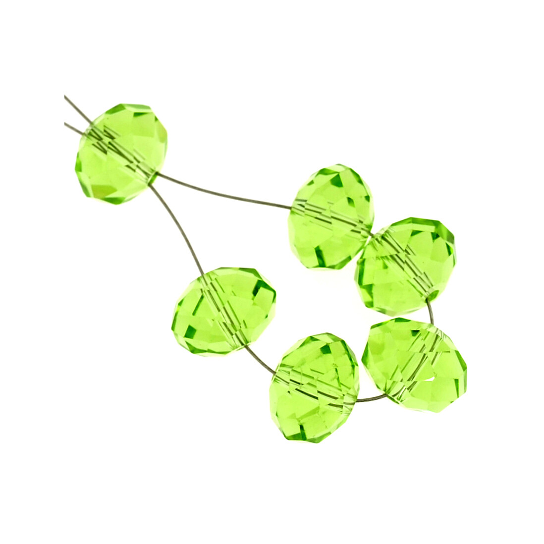 Rondelle Facettierte 12x10mm grün transparent / 18 Stück